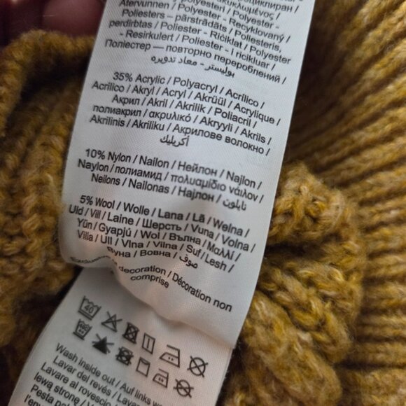 Vero Moda Color Block Puff Sleeve Mock Neck Sweater Yellow Tan M - Picture 4 of 6